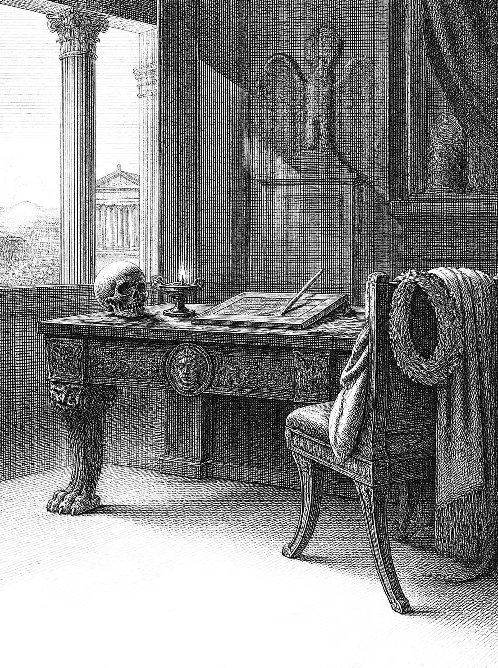 Engraved plate for Memento Mori