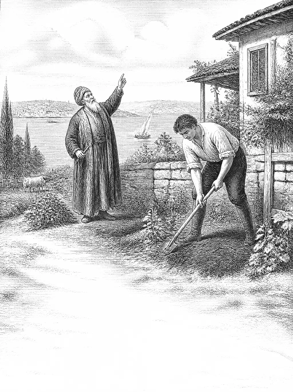 Engraved plate for We Must Cultivate Our Garden